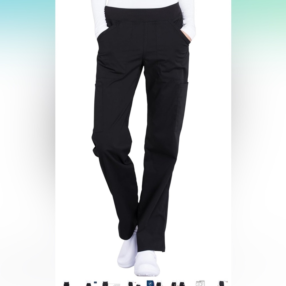 Cherokee Women's Scrub Pants Mid Rise Straight Leg Pull-on Cargo Pant